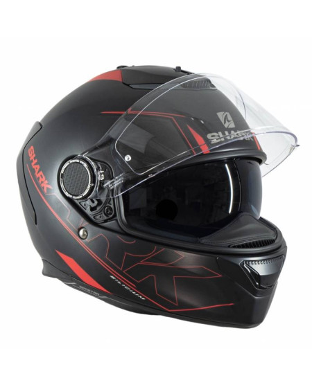 SHARK SPARTAN SILICIUM NOIR ROUGE SILVER MAT