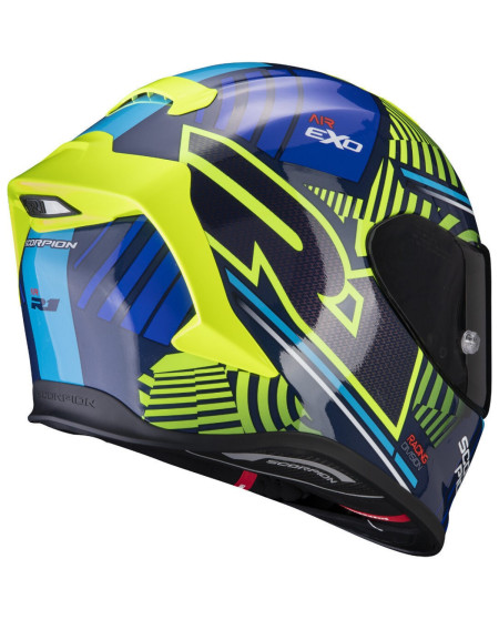 SCORPION EXO R1 AIR VICTORY BLEU JAUNE FLUO