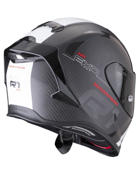 SCORPION EXO R1 CARBON AIR MG NOIR MAT BLANC