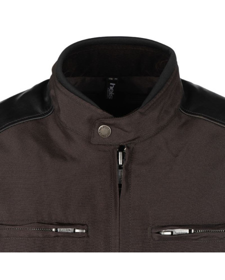BLOUSON HELSTONS ACE TISSU CUIR MARRON
