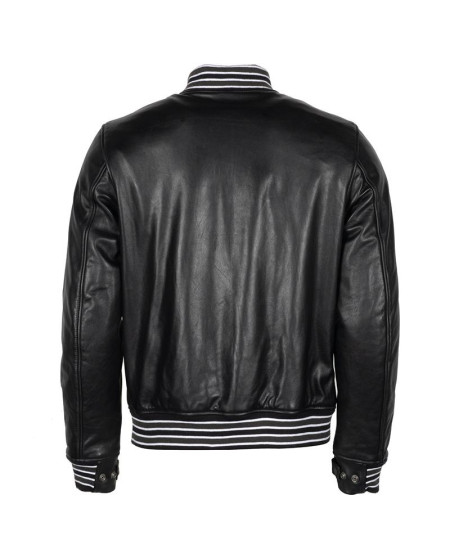 BLOUSON HELSTONS COLLEGE CUIR RAG NOIR
