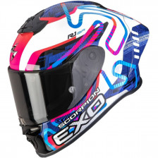 SCORPION EXO-R1 EVO II AIR CONERING BLANC BLEU ROSE