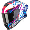 SCORPION EXO-R1 EVO II AIR CONERING BLANC BLEU ROSE