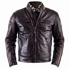 BLOUSON HELSTONS ACE CUIR RAG MARRON