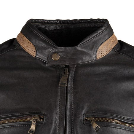 BLOUSON HELSTONS ACE CUIR RAG MARRON
